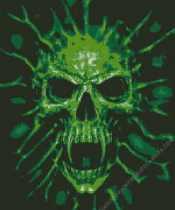 Skull Green Diamond Painting