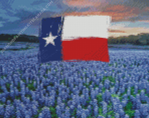 Texas Flag Bluebonnets Diamond Painting