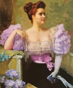 Victorian Woman And Lilacs Diamond Painting
