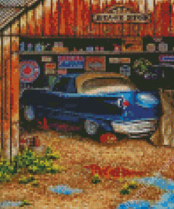 Vintage Car Garage Diamond Painting