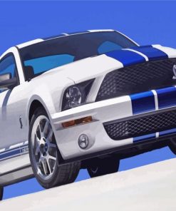 White And Blue Mustang Diamond Painting