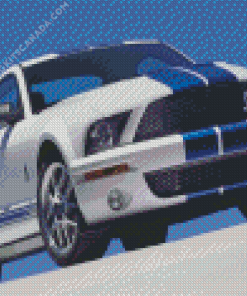 White And Blue Mustang Diamond Painting