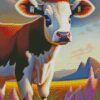 Flower Cow Diamond Painting