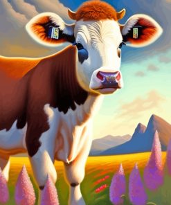 Flower Cow Diamond Painting