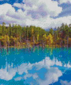 Blue Pond Hokkaido Landscape Diamond Painting