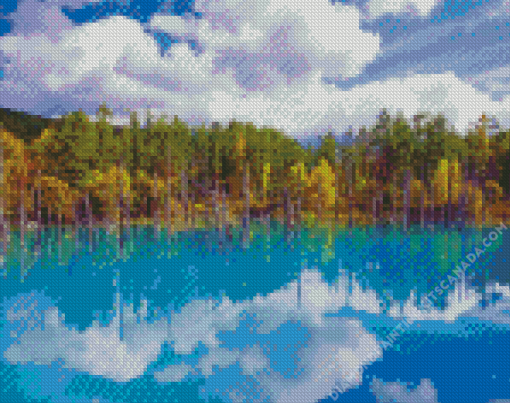 Blue Pond Hokkaido Landscape Diamond Painting