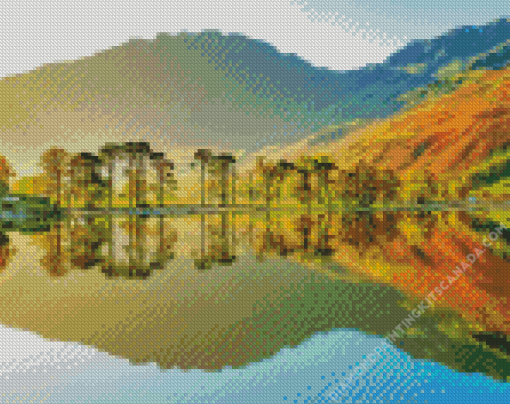 Buttermere Lake Reflection Cumbria Diamond Painting