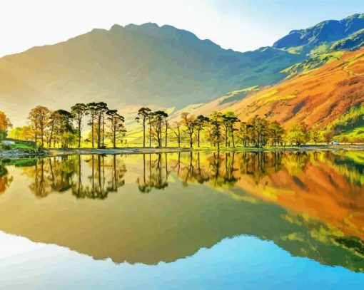 Buttermere Lake Reflection Cumbria Diamond Painting