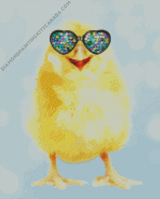 Chicken Wearing Heart Glasses Diamond Painting