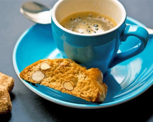 Coffee In Cup And Biscuits Diamond Painting