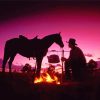 Cowboy Scene Sunset Silhouette Diamond Painting