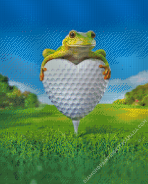 Cute Frog Playing Golf Diamond Painting