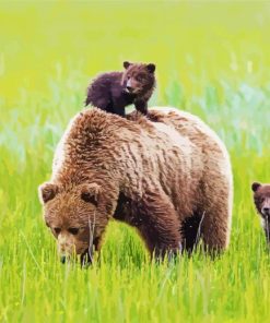 Cute Mama Bear And Cubs Diamond Painting