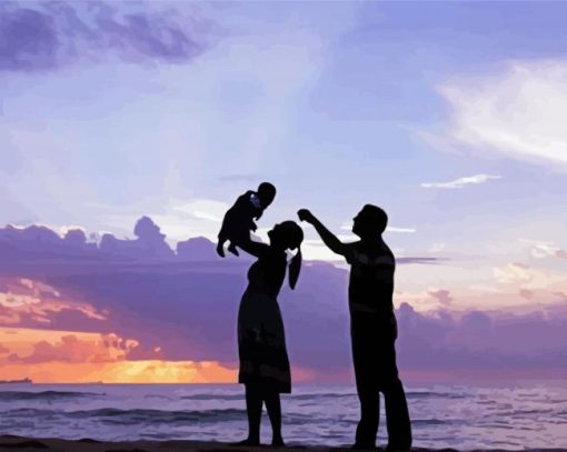 Cute Family Beach Diamond Painting