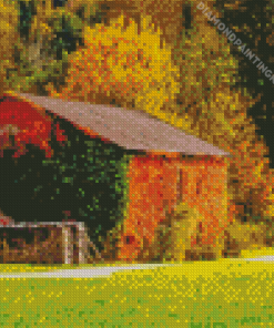 Farm House In The Fall Diamond Painting