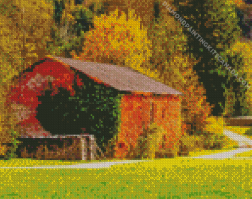 Farm House In The Fall Diamond Painting