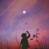 Full Moon Girl Silhouette Diamond Painting