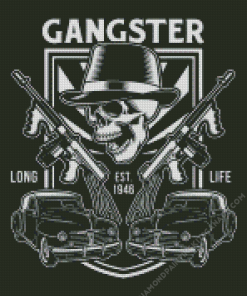 Gangster Skull With Machine Guns Diamond Painting