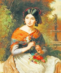 Girl With Flowers Josef Borsos Diamond Painting