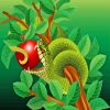 Green Snake in Apple Tree Diamond Painting