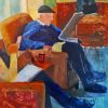 Old Man Reading In A Cafe Diamond Painting