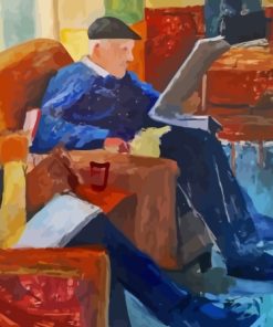 Old Man Reading In A Cafe Diamond Painting