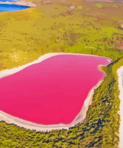 Pink Lake in Australia Diamond Painting