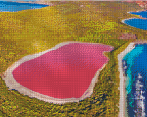 Pink Lake in Australia Diamond Painting