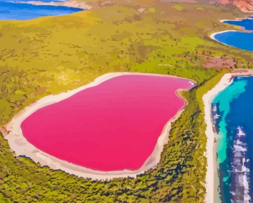 Pink Lake in Australia Diamond Painting