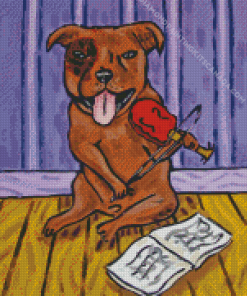 Pit Bull Dog With Violin Diamond Painting