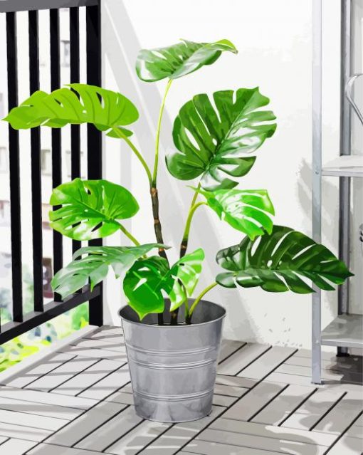 Potted Plant Indoor Outdoor Monstera Diamond Painting