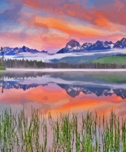Redfish Lake Idaho With Sawtooth Mountains Diamond Painting