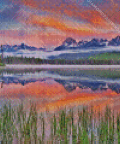 Redfish Lake Idaho With Sawtooth Mountains Diamond Painting