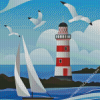 Sailboat And Lighthouse Diamond Painting