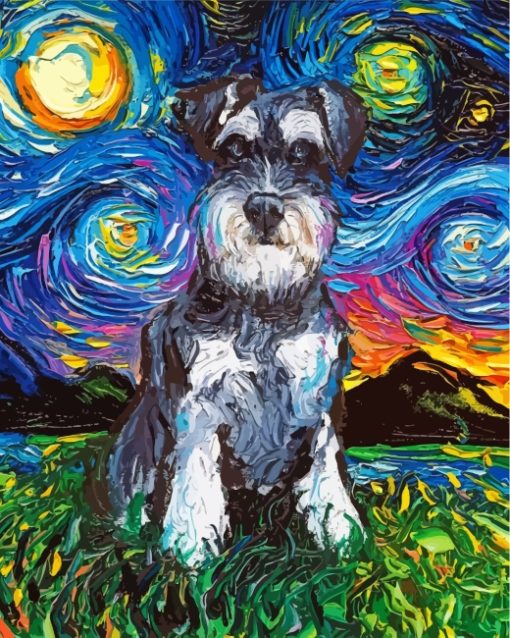 Schnauzer Starry Night Diamond Painting