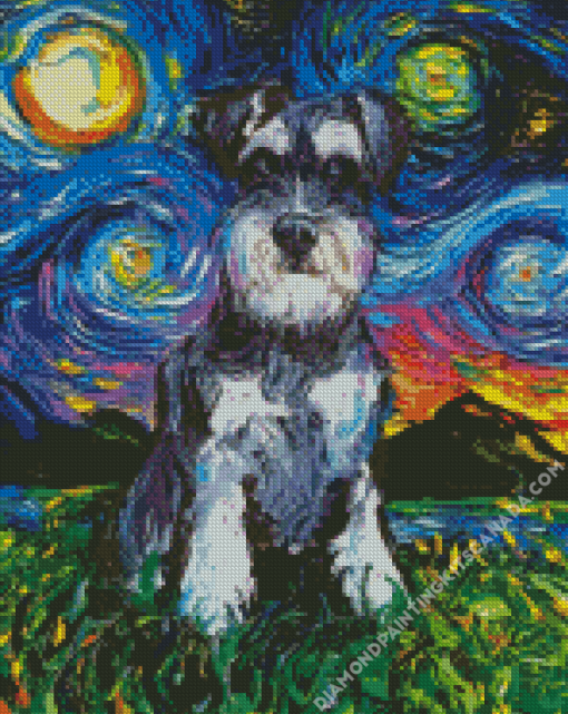 Schnauzer Starry Night Diamond Painting