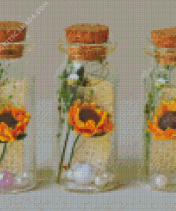 Sunflowers Inside a Bottle Diamond Painting