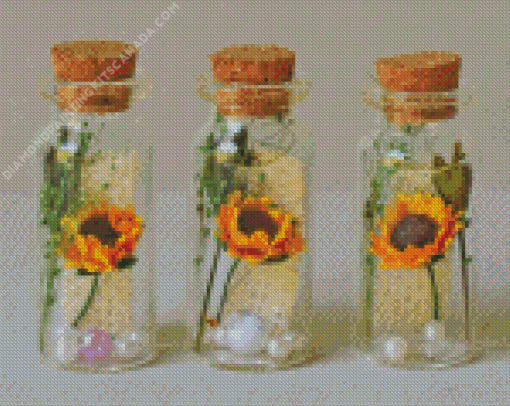 Sunflowers Inside a Bottle Diamond Painting