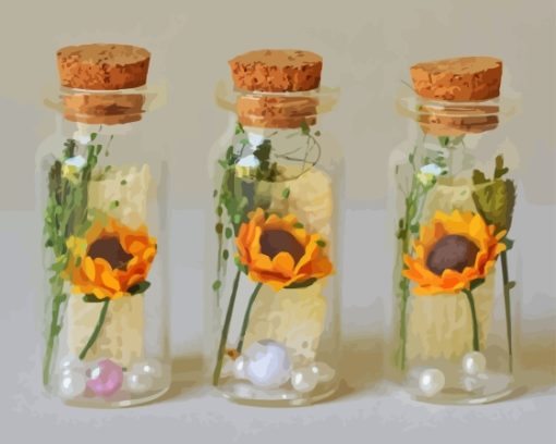 Sunflowers Inside a Bottle Diamond Painting