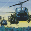 Vietnam Huey Helicopters Diamond Painting