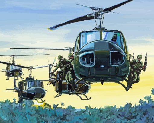 Vietnam Huey Helicopters Diamond Painting