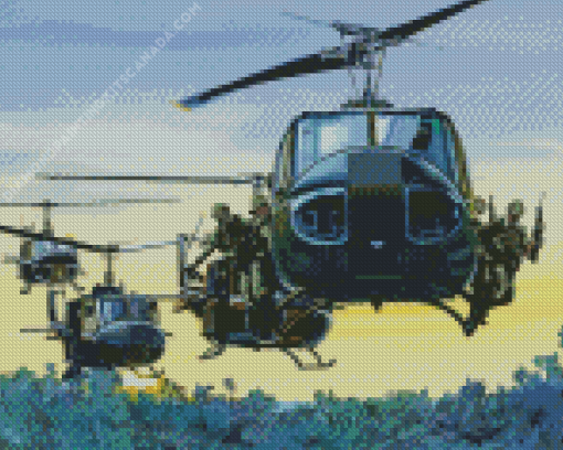 Vietnam Huey Helicopters Diamond Painting