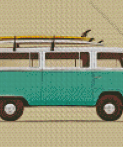 Vintage Van With Surfboards Diamond Painting