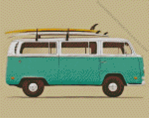 Vintage Van With Surfboards Diamond Painting