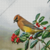 Waxwing Bird Diamond Painting