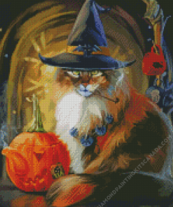 Witch Cat Smoking Diamond Painting