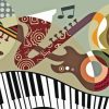 Abstract Keyboard and Guitar and Saxophone Diamond Painting