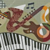 Abstract Keyboard and Guitar and Saxophone Diamond Painting