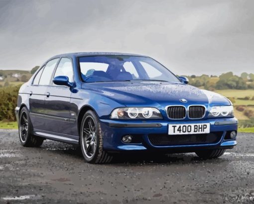 BMW E39 Blue Car Diamond Painting