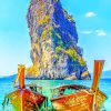 Beach Rock Islands And Boats Diamond Painting